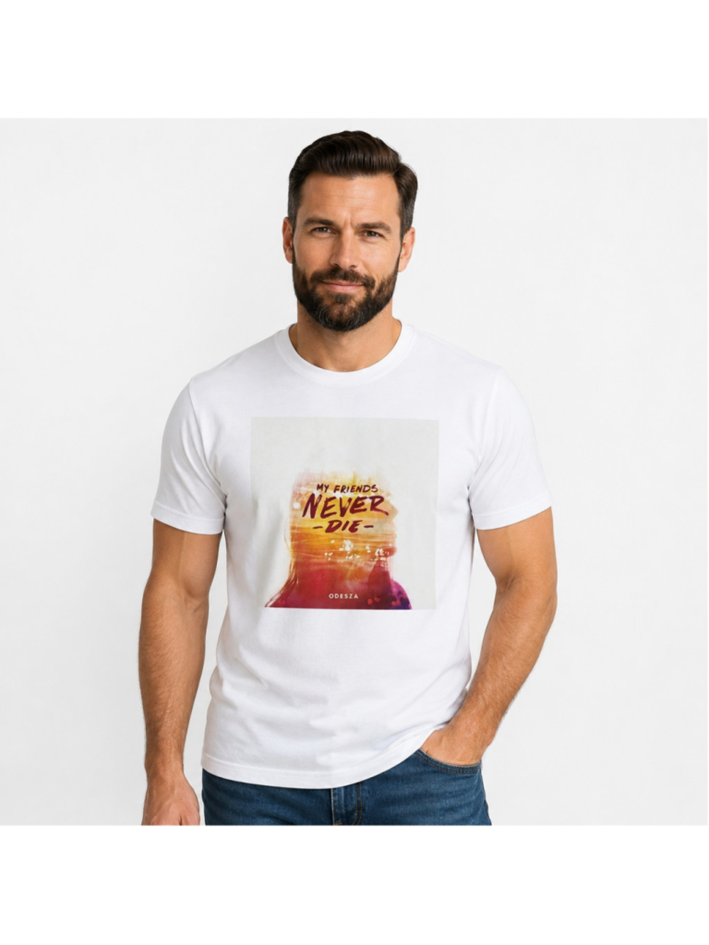 Men’s "My Friends Never Die" Graphic T-Shirt – White – Size M – NWOT